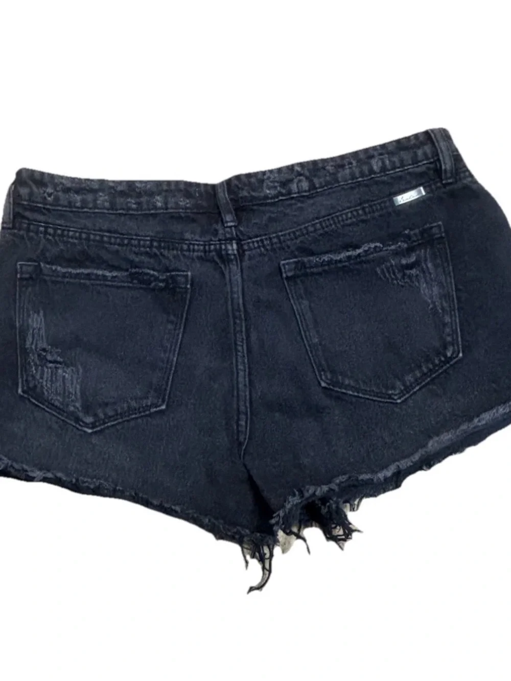 KanCan Women’s Black Denim Cutoff Shorts Size 29 High Rise Button Fly Festival